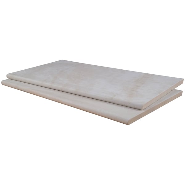 Praia Crema 13 in.  X 24 in.  Glazed Porcelain Pool Coping, 2PK